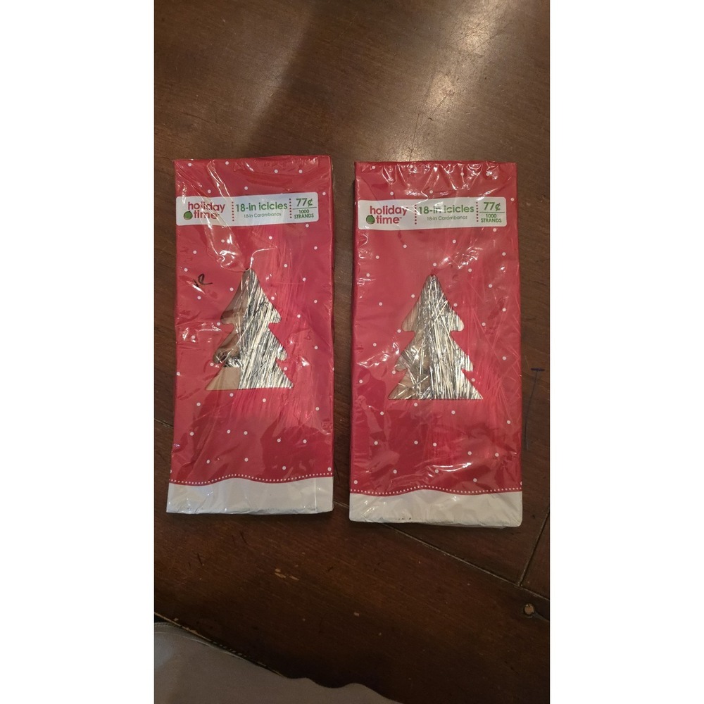 2 Box Lot Holiday Time‎ ICICLES Tinsel 18" Christmas Silver 1000 Strands Box #F